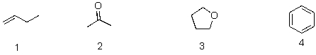 Which of the following structures contains a ketone?   A) 1 B) 2 C) 3 D) 4