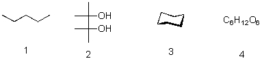 Which of the following structures is a Fischer projection?   A) 1 B) 2 C) 3 D) 4