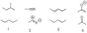 Which of the following pairs of structures are resonance structures?   A) 1 B) 2 C) 3 D) 4