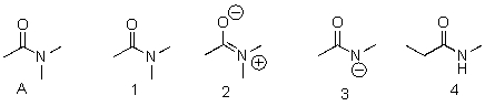 Which of the following is a correct resonance structure of A?   A) 1 B) 2 C) 3 D) 4