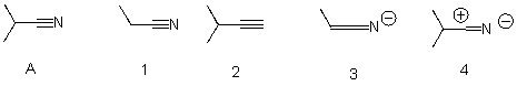 Which of the following is a correct resonance structure of A?   A) 1 B) 2 C) 3 D) 4