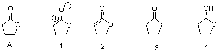 Which of the following is a correct resonance structure of A?   A) 1 B) 2 C) 3 D) 4