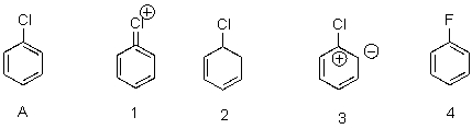 Which of the following is a correct resonance structure of A?   A) 1 B) 2 C) 3 D) 4