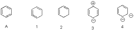 Which of the following is a correct resonance structure of A?   A) 1 B) 2 C) 3 D) 4