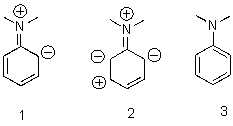 Which of the following resonance structures of dimethylaniline is the most significant?   A) 1 B) 2 C) 3