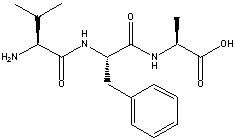 What is the correct sequence of amino acids for the following tripeptide?   A) Leu-Phe-Ala B) Val-Phe-Ala C) Ile-Tyr-Leu D) Leu-Tyr-Val E) none of these