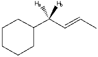Protons H<sub>a</sub> and H<sub>b</sub> in the following compound are _________.   A) homotopic B) enantiotopic C) diastereotopic D) mesotopic E) none of these