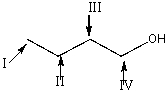 Which of the indicated protons in the following compound would appear most downfield in the <sup>1</sup>H NMR spectrum?   A) I B) II C) III D) IV