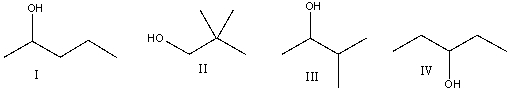 Which of the following compounds is consistent with the following <sup>1</sup><sup>3</sup>C NMR spectrum?     A) I B) II C) III D) IV E) none of these