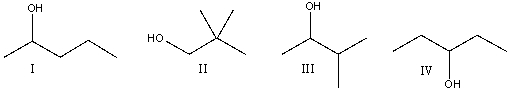 Which of the following compounds is consistent with the following <sup>1</sup><sup>3</sup>C NMR spectrum?     A) I B) II C) III D) IV E) none of these