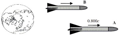 Rocket A travels with speed 0.800c relative to the earth.Rocket B passes rocket A with speed 0.500c relative to rocket A.Determine the speed of rocket B relative to the earth.Assume that the earth is an inertial reference frame.   A) 0.714c B) 0.929c C) 1.30c D) 1.40c E) 1.70c