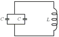 Two 250-µF capacitors and a 1.5-mH inductor are connected as shown in the figure.It is desired to  drive  the circuit by placing an ac generator in series with the inductor.Which one of the following generator output voltages will produce the largest current in the above circuit? Assume that V is in volts when t is in seconds.   A) V = 0.6 sin[(1.1 × 10<sup>6 </sup>rad/s) t] B) V = 0.6 sin[(1.2 × 10<sup>3 </sup>rad/s) t] C) V = 1.2 sin[(5.3 × 10<sup>6 </sup>rad/s) t] D) V = 1.2 sin[(2.3 × 10<sup>5 </sup>rad/s) t] E) V = 2.8 sin[(4.6 × 10<sup>6 </sup>rad/s) t]