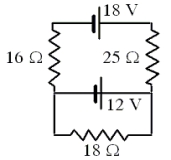 <strong>Three resistors and two batteries are connected as shown in the circuit diagram.What is the magnitude of the current through the 12-V battery? </strong> A)0.15 A B)0.82 A C)0.30 A D)0.67 A E)0.52 A