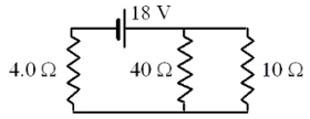 <strong>Determine the power dissipated by the 40- \Omega resistor in the circuit shown. </strong> A)3.6 W B)4.5 W C)9.0 W D)14 W E)27 W