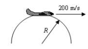 <strong>A plane is traveling at 200 m/s following the arc of a vertical circle of radius R.At the top of its path, the passengers experience weightlessness. To one significant figure, what is the value of R? </strong> A)200 m B)1000 m C)2000 m D)4000 m E)40 000 m