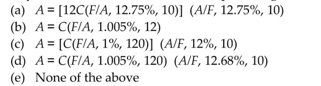 Suppose you deposit $C at the end of each month for 10 years at an interest rate of 12%, compounded continuously. What equal end-of-year deposit over 10 years would accumulate the same amount at the end of 10 years under the same interest compounding?  