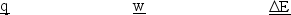 A gas is allowed to expand, at constant temperature, from a volume of 1.0 L to 10.1 L against an external pressure of 0.50 atm. If the gas absorbs 250 J of heat from the surroundings, what are the values of q, w, and  \Delta E?   A)    B)    C)    D)    E)    