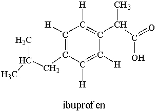 Ibuprofen is used as an analgesic for the relief of pain, and also to help reduce fever.   How many sigma bonds and pi bonds are contained in an ibuprofen molecule?