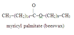 Write the formula for the alcohol and the carboxylic acid from which the following ester may be synthesized.  