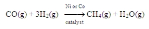 Substitute natural gas can be synthesized by passing carbon monoxide and hydrogen over Ni or Co at 400°C.   <sup> </sup>This process is an example of homogeneous catalysis.