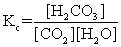 The equilibrium between carbon dioxide gas and carbonic acid is very important in biology and environmental science. CO<sub>2</sub>(aq) + H<sub>2</sub>O(l)    <sub> </sub>H<sub>2</sub>CO<sub>3</sub>(aq)  Which one of the following is the correct equilibrium constant expression (K<sub>c</sub>) for this reaction? A)    B)    C)    D)    E)   