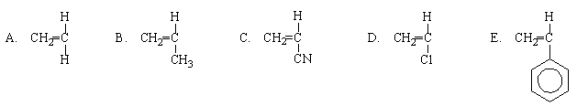 <strong>Acrylonitrile results from the polymerization of </strong> A)A B)B C)C D)D E)E