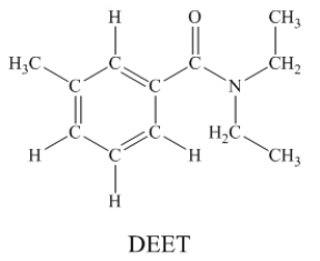 N,N-diethyl-m-tolumide (DEET)is the active ingredient in many mosquito repellents.   How many sigma bonds and pi bonds are contained in a DEET molecule?