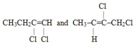 Which of these pairs are geometric isomers? A) CH<sub>3</sub>CH<sub>2</sub>-O-CH<sub>2</sub>CH<sub>3</sub> and CH<sub>3</sub>CH<sub>2</sub>CH<sub>2</sub>CH<sub>2</sub>OH B)    C)    D)   