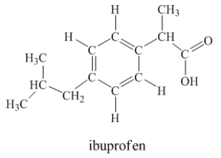 Ibuprofen is used as an analgesic for the relief of pain, and also to help reduce fever.   How many sigma bonds and pi bonds are contained in an ibuprofen molecule?