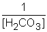 The equilibrium between carbon dioxide gas and carbonic acid is very important in biology and environmental science. CO<sub>2 </sub>(aq) + H<sub>2</sub>O (l) <sub> </sub> <sub> </sub> <sub> </sub> <sub> </sub>H<sub>2</sub>CO<sub>3 </sub>(aq) Which one of the following is the correct equilibrium constant expression (K<sub>c</sub>) for this reaction? A) B) K<sub>c</sub> = C) K<sub>c</sub> = D) K<sub>c</sub> = E) K<sub>c</sub> =