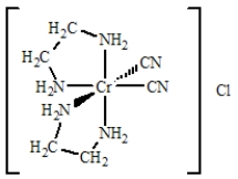 For the complex below determine  (a)the oxidation number of the metal,  (b)the number of d electrons,  (c)the coordination number,  (d)the charge of the complex ion, and  (e)the number and type of ligands for the coordination compound shown below.  