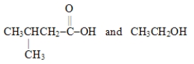 Which choice gives the structures of the reaction products when the ester below is hydrolyzed in acid solution?   A)    B)    C)    D)   
