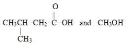 Which choice gives the structures of the reaction products when the ester below is hydrolyzed in acid solution?   A)    B)    C)    D)   