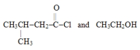 Which choice gives the structures of the reaction products when the ester below is hydrolyzed in acid solution?   A)    B)    C)    D)   
