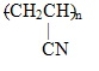 The polymer formed from the monomer CH<sub>2</sub>=CH-CN is A)    B)  (CH<sub>2</sub>=CHCN) <sub>n</sub> C)  (CH<sub>2</sub>=CH=CN) <sub>n</sub> D)   