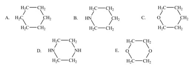 <strong>Which of the following liquids would have the lowest viscosity at 25<sup> \circ </sup>C </strong> A) A B) B C) C D) D E) E