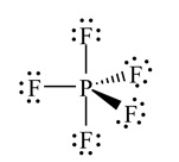 Shown here is the correct Lewis structure for PF<sub>5</sub>. According to VSEPR theory how many electrons are bonded to the P atom   A)  Four B)  Eight C)  Ten D)  Twelve E)  None of the above