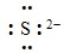 The following correctly depicts the Lewis dot symbol for the sulfide ion.  