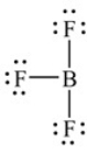 A Lewis structure of boron trifluoride is shown here. How many valence electrons are shown directly around the B atom   A)  Eight B)  Six C)  Twenty-four D)  None E)  None of the above