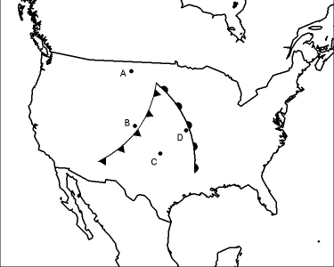  -Which of the following is true regarding wave-cyclone development,intensification,and strengthening? A) the process cannot occur along the polar front. B) Terragenesis is the name for this process. C) a midlatitude cyclone,from birth to maturity to dissolution,takes an average of a month. D) a midlatitude cyclone involves two fronts and three air masses. E) the cyclonic motion is not related to pressure gradient force.