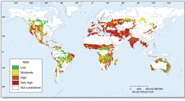   Which of the following areas has the highest risk of desertification? A) The Sahel (Sub-Saharan Africa) . B) Northeastern Australia. C) Central Asia. D) Venezuela.