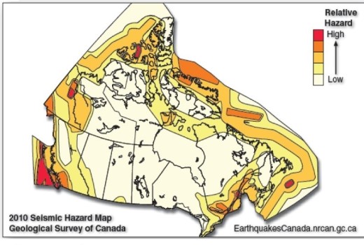   Within the Canada,which area has the highest earthquake hazards? A) West coast. B) East coast. C) Great Lakes region. D) Mid-continent.