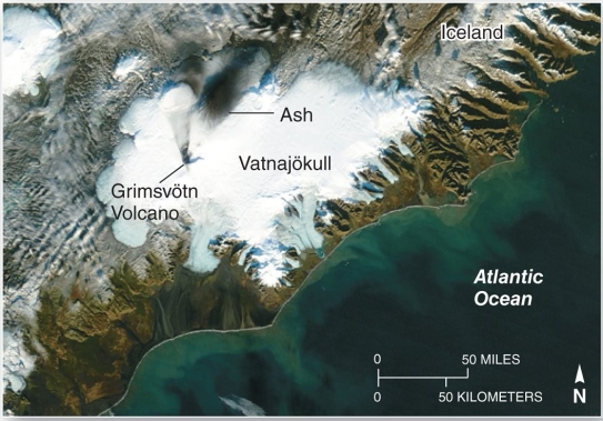 <strong> Vatnajökull is the largest and most voluminous Icelandic glacier. It is roughly circular in shape, overlays several volcanoes, and covers an area of approximately 8,100 km² (3,100 mi²) with an average thickness of 400 m (1,300 ft). This is an example of a(n)</strong> A) ice sheet. B) ice cap. C) ice field. D) alpine glacier.