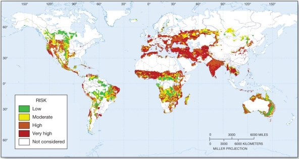   Which of the following areas has the highest rick of desertification? A)  the Sahel (Sub-Saharan Africa)  B)  northeastern Australia C)  central Asia D)  Venezuela