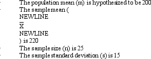 Exhibit 19.5   Refer to Exhibit 19.5.The estimated value of the standard error of the mean (   ) is A) 0.6. B) 0.9. C) 1.6. D) 2.6. E) 3.0.
