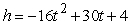 The height h in feet of an object thrown upward from a height of 4 ft, with an initial velocity of 30 ft/sec, is given by the equation   , where h represents the height of the object after t seconds. How long will it take the object to hit the ground? Answer in decimal form rounded to the nearest thousandth. A)  1.800 seconds B)  2.000 seconds C)  2.300 seconds D)  3.120 seconds