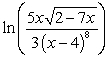 Use the properties of logarithms to write the expression as a sum or difference of simple logarithmic terms.   A)    B)    C)    D)   