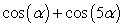  Rewrite the sum as a product using a sum-to-product identity.   A)  2cos(3 \alpha ) sin(2 \alpha )  B)  2sin(3 \alpha ) cos(2 \alpha )  C)  2cos(3 \alpha ) cos(2 \alpha )  D)  2sin(3 \alpha ) sin(2 \alpha )  