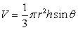  Use the following to answer questions : The volume of a cone is given by the formula   where r is the radius, h is the height of the cone, and  \theta  is the indicated complement of the angle of deflection  \alpha . Note that when   , the formula becomes that of a right circular cone (if   , then h is called the slant height or lateral height of the cone) .   -What angle  \theta  was used if the radius is 8 ft, the slant height is 2 ft, and the volume of the cone is 104 ft<sup>3</sup>? A)  50.8849° B)  0.8881° C)  39.1151° D)  89.1119° 