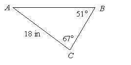 Determine whether the law of cosines can be used to begin the solution process for the triangle.   A)  yes B)  no
